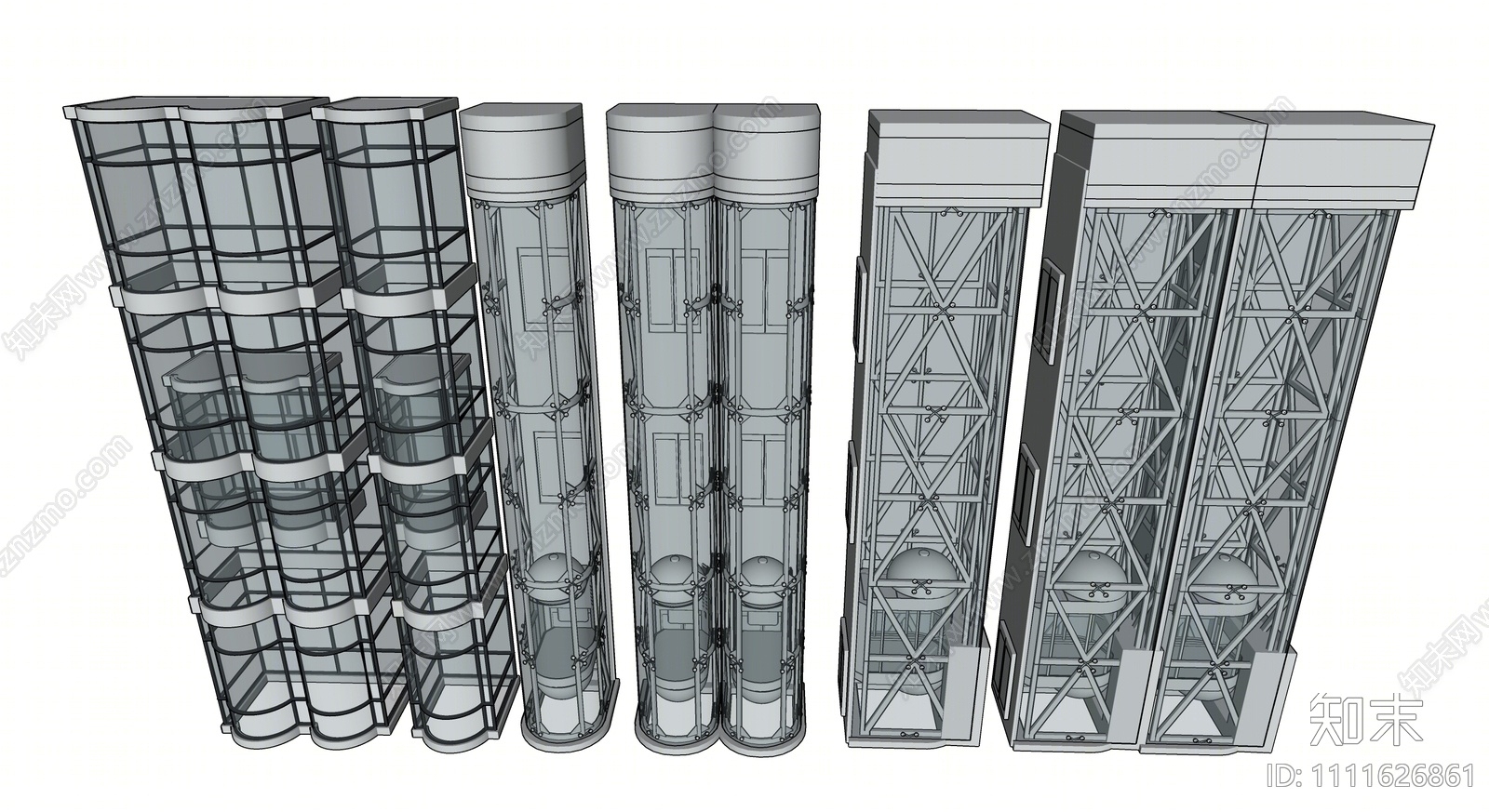 现代观光电梯组合SU模型下载【ID:1111626861】