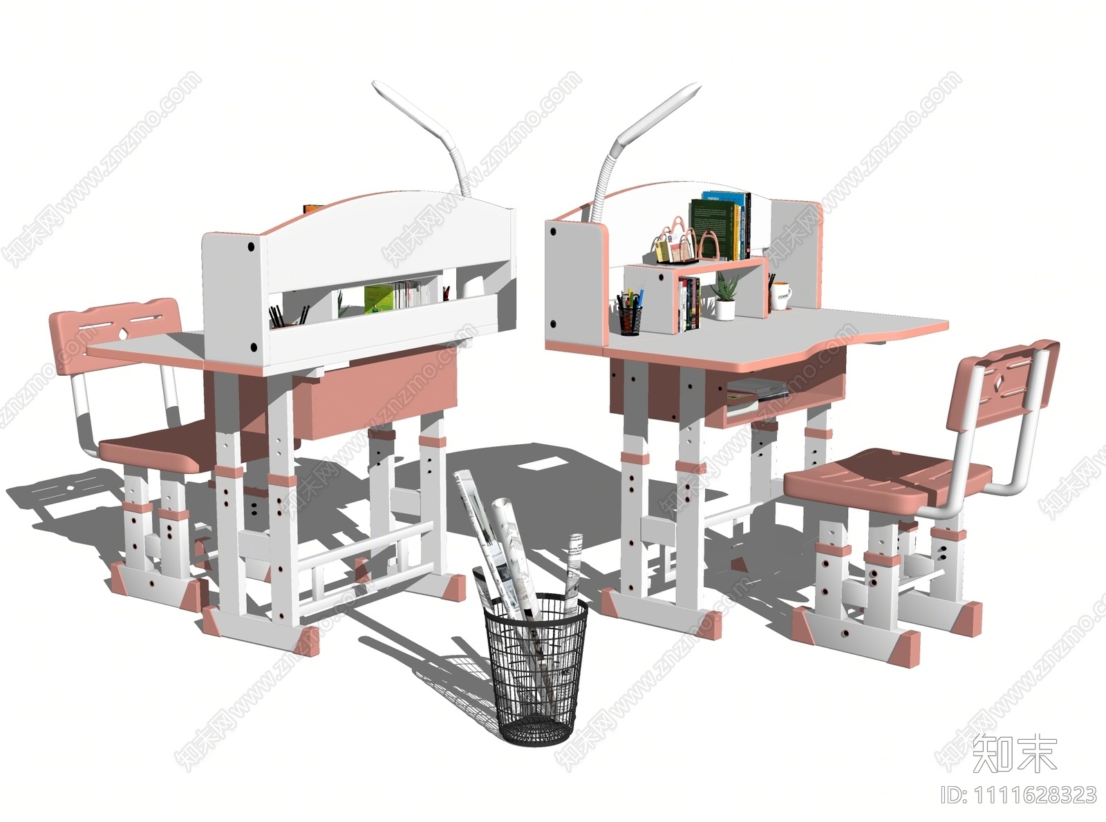 现代儿童学习桌椅SU模型下载【ID:1111628323】