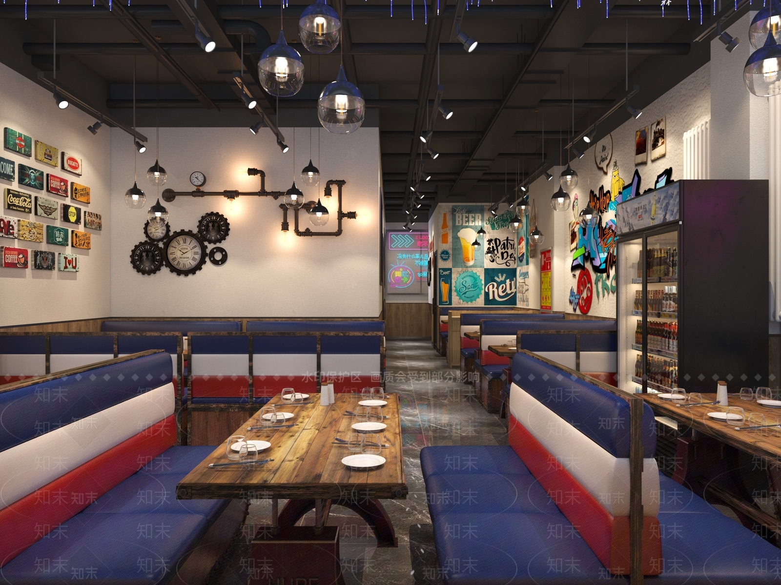 工业风烧烤店3D模型下载【ID:1111633518】