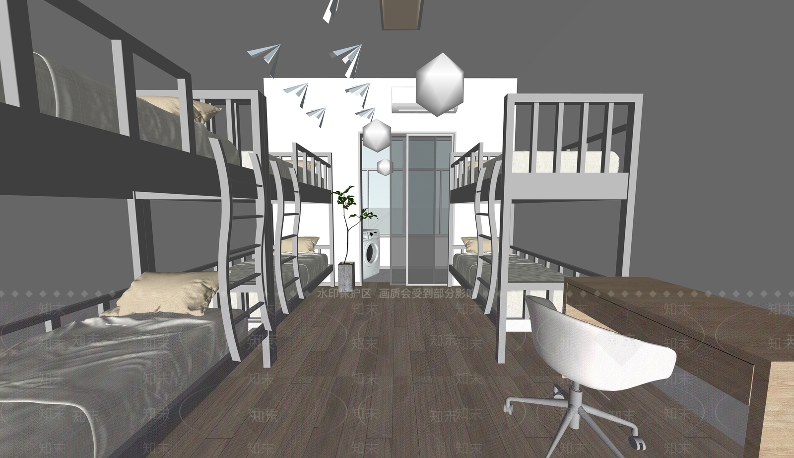现代学校宿舍SU模型下载【ID:1111634624】