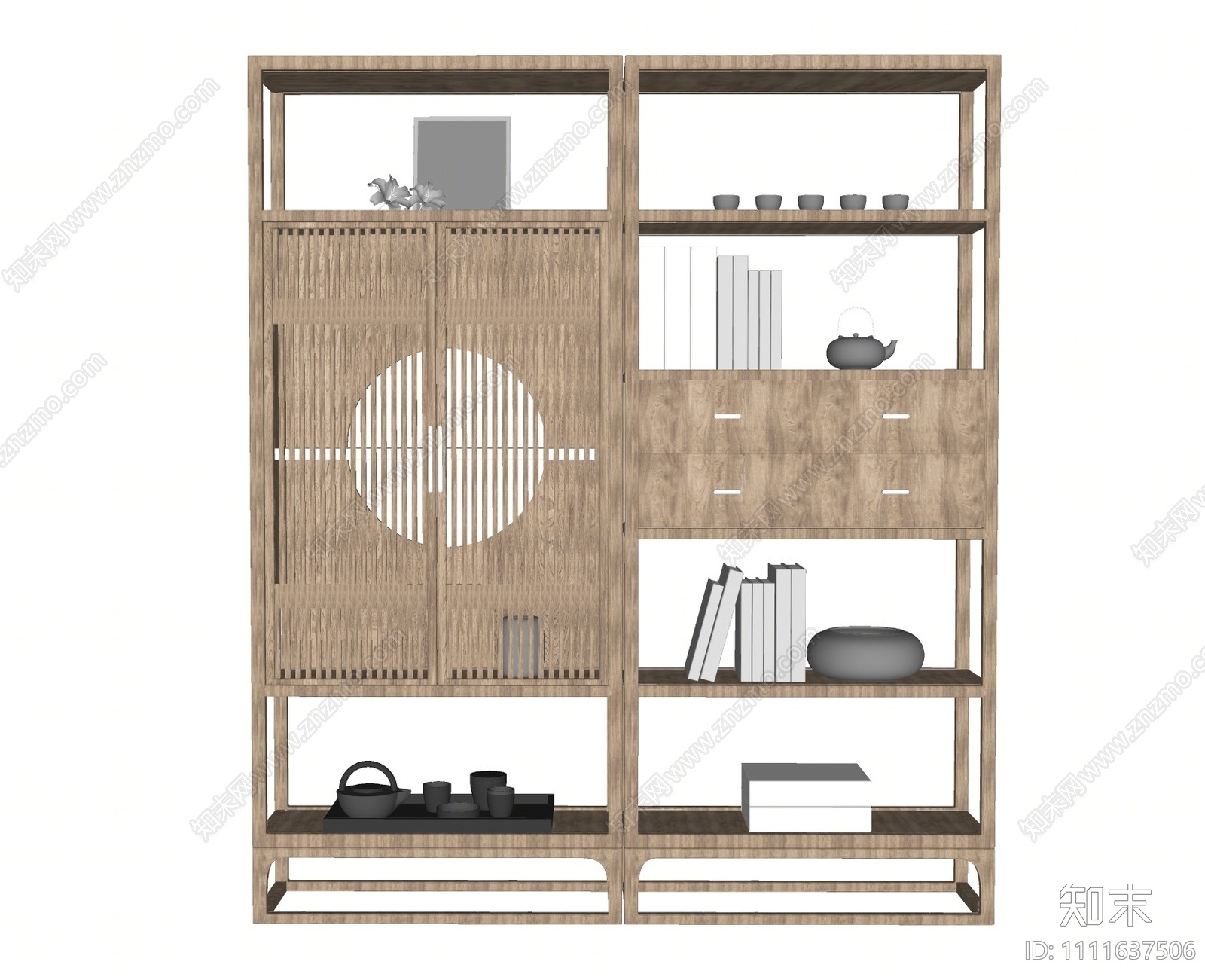 新中式博古架SU模型下载【ID:1111637506】