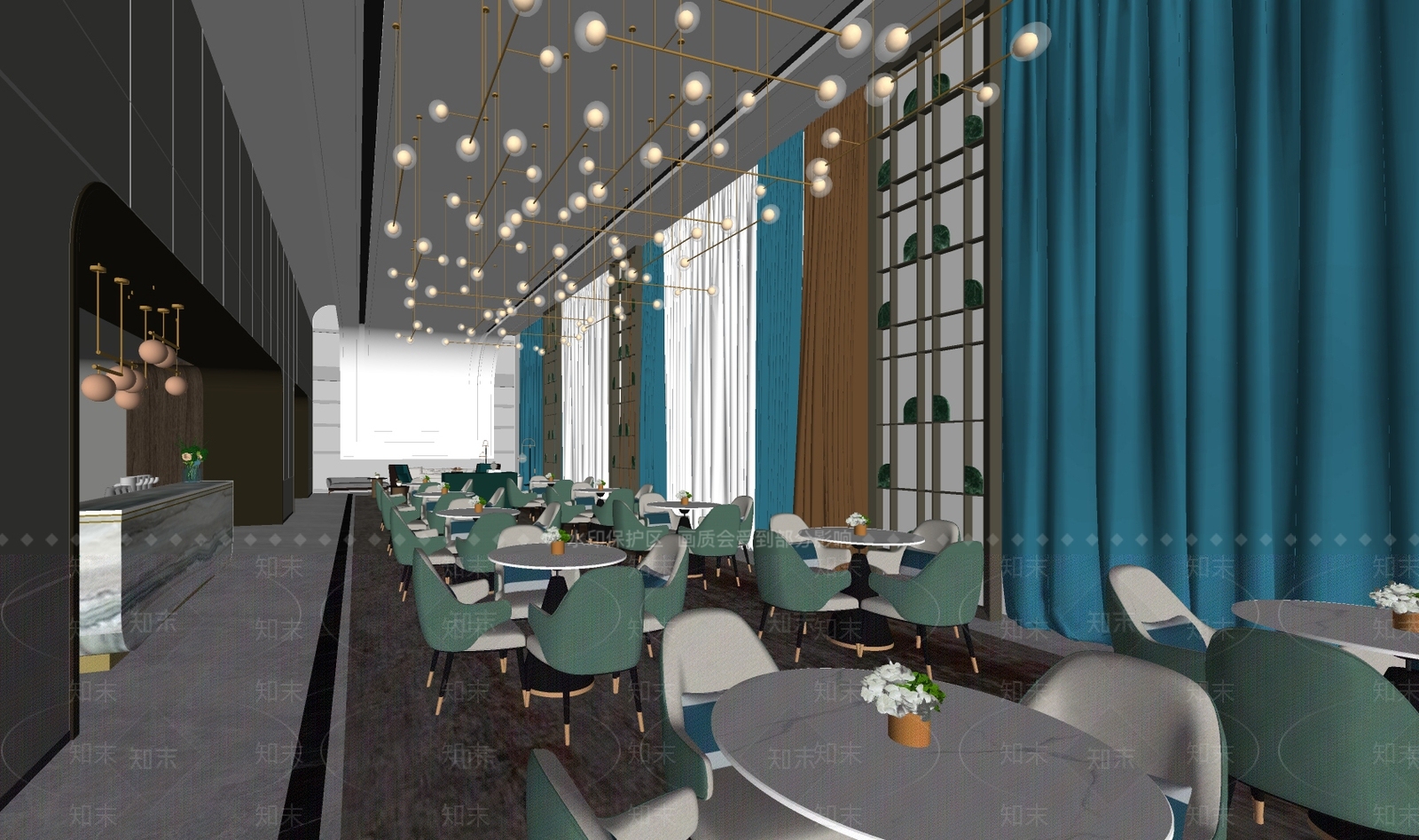 现代酒店餐厅SU模型下载【ID:1111639143】