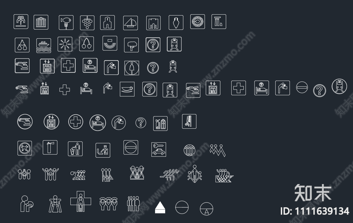 符号平面布置图例cad施工图下载【ID:1111639134】