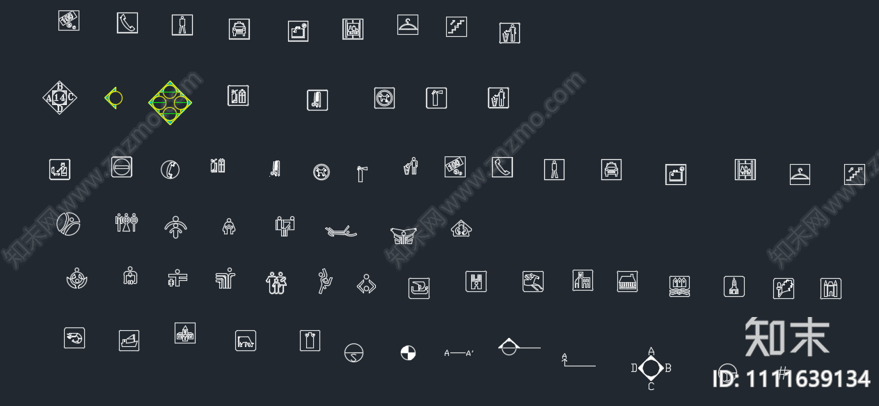 符号平面布置图例cad施工图下载【ID:1111639134】