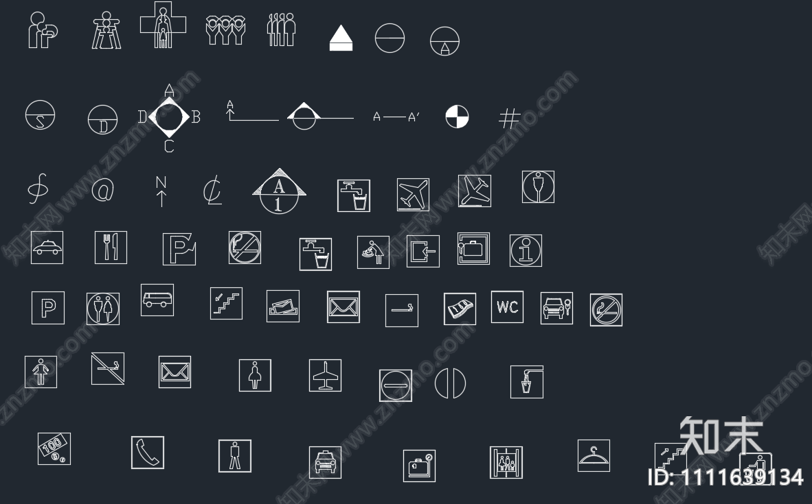 符号平面布置图例cad施工图下载【ID:1111639134】