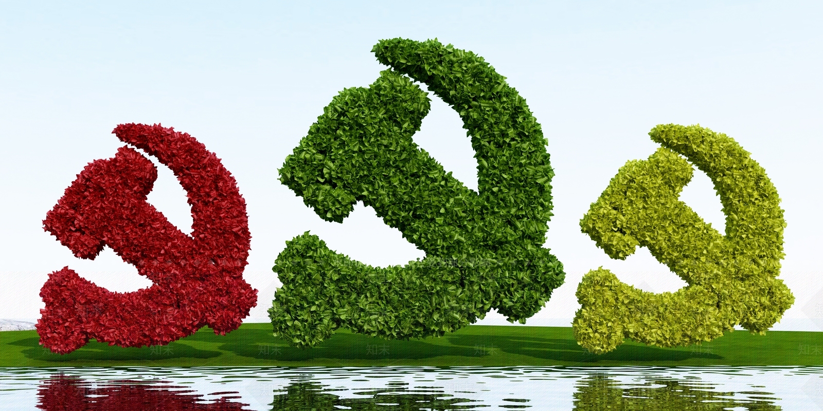 现代城市绿植雕塑小品3D模型下载【ID:1111639480】