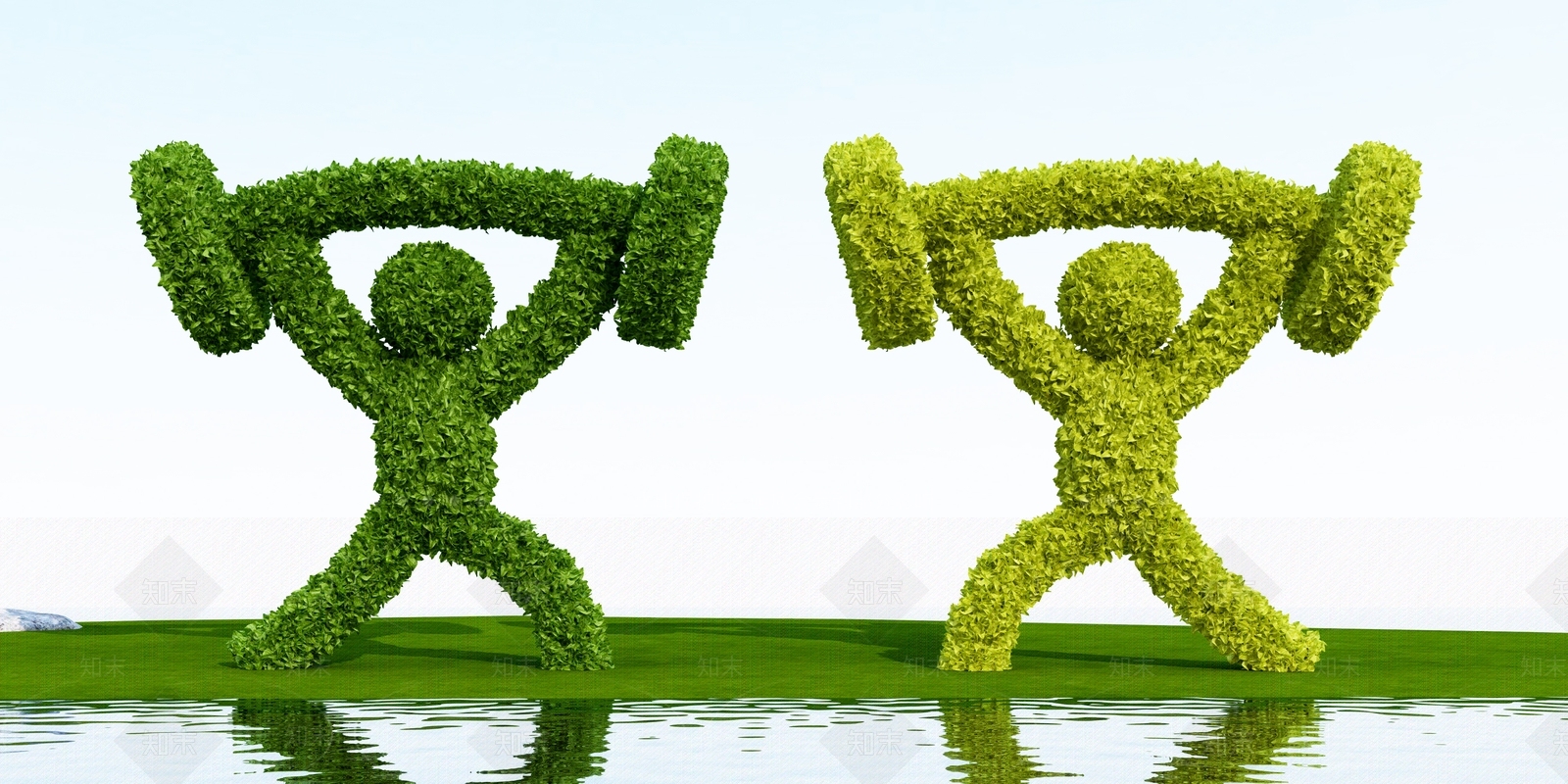 现代城市绿植雕塑小品3D模型下载【ID:1111639658】