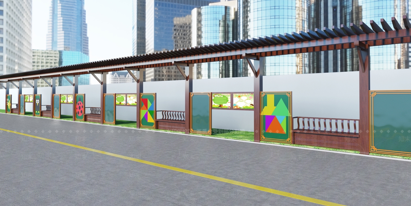 新中式廊架3D模型下载【ID:1111643512】