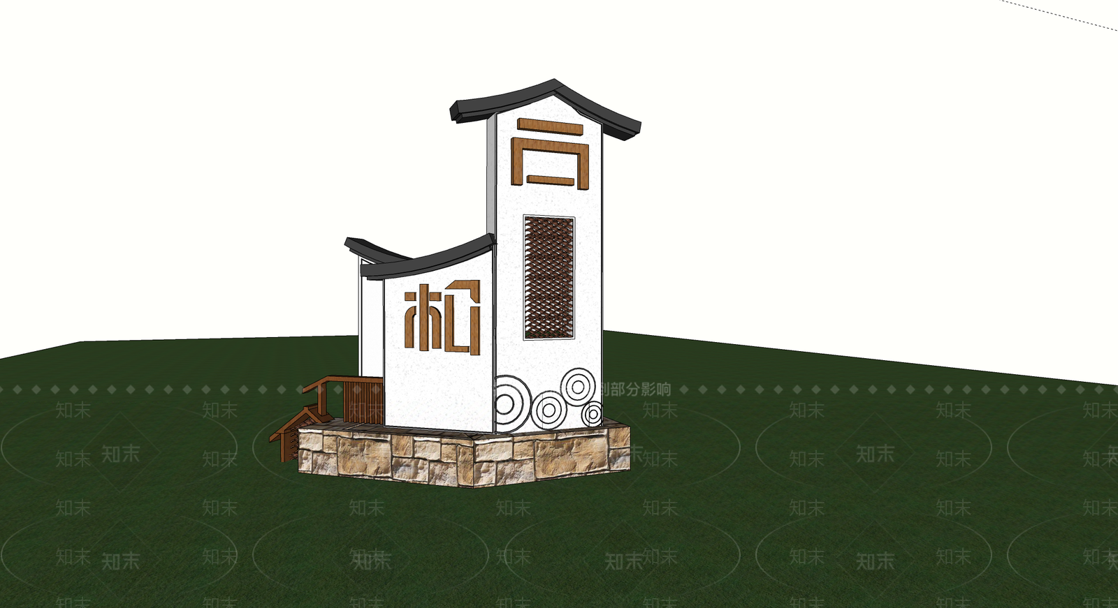 新中式乡村地标SU模型下载【ID:1111651939】