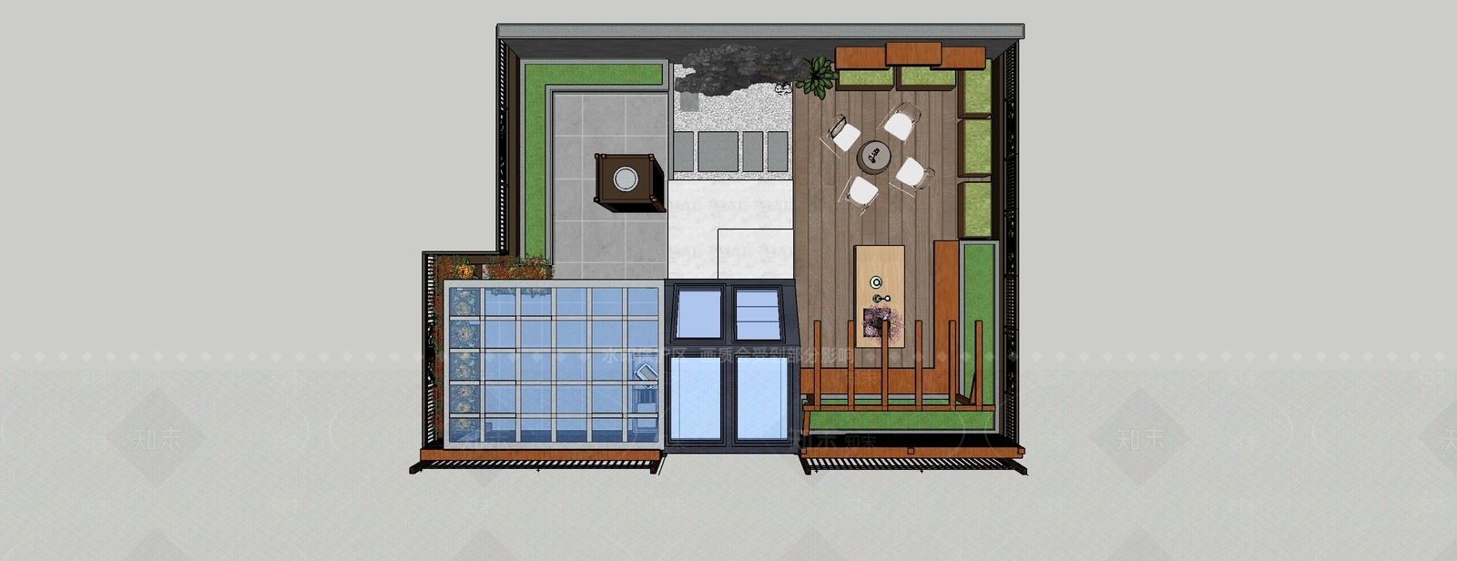 现代屋顶花园SU模型下载【ID:1111656592】