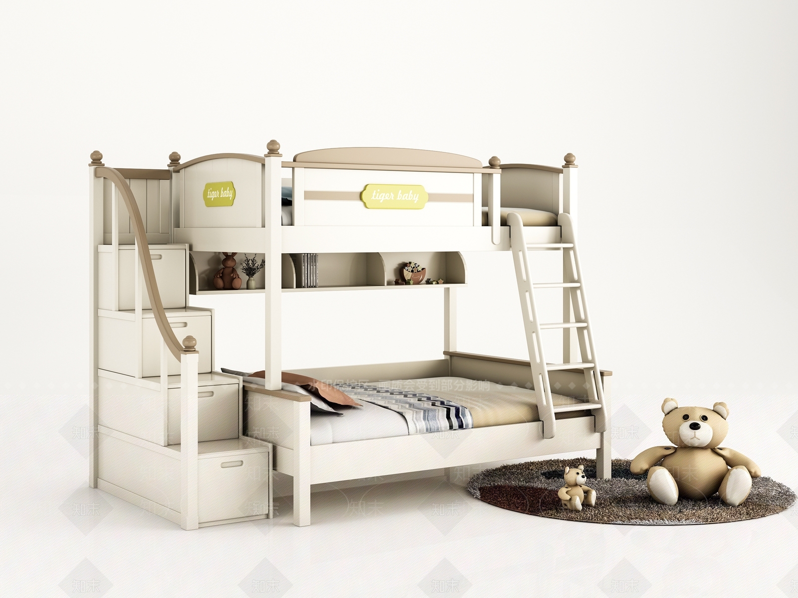 现代双层儿童床3D模型下载【ID:1111655299】