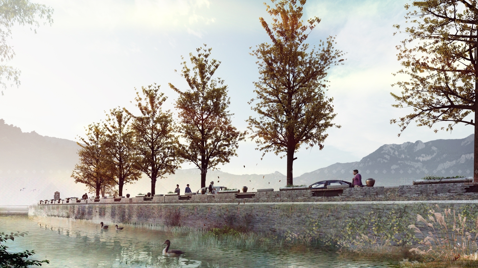 中式乡村河道景观SU模型下载【ID:1111656030】