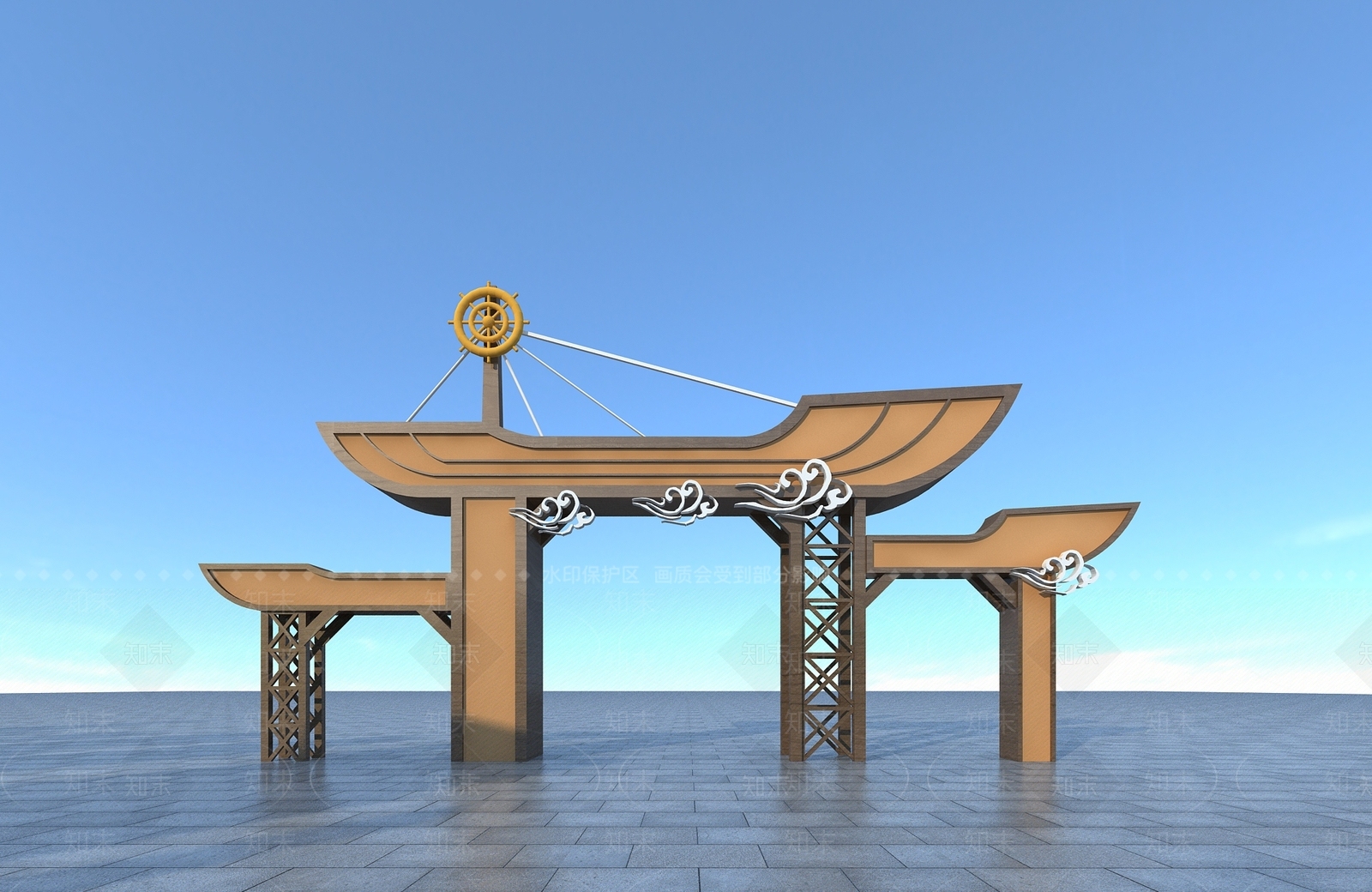 现代景观大门3D模型下载【ID:1111660138】