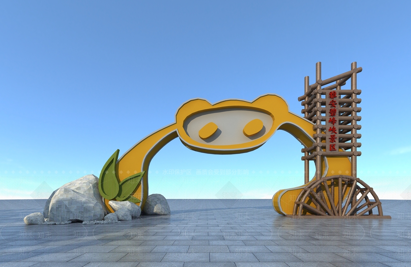 现代景观大门3D模型下载【ID:1111660123】