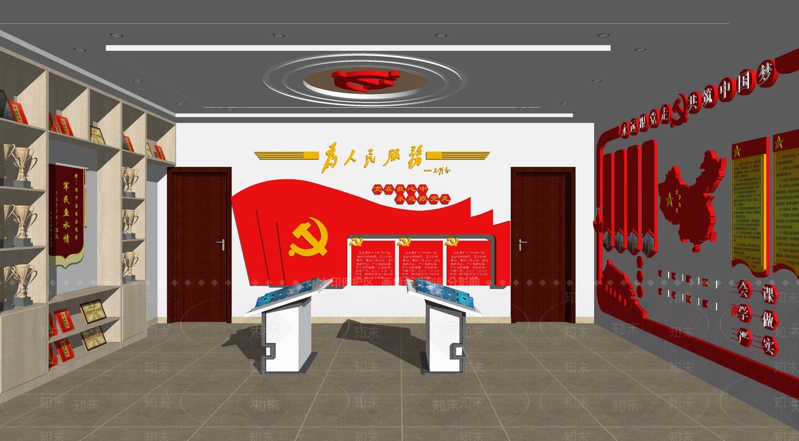 现代党建展厅SU模型下载【ID:1111671091】
