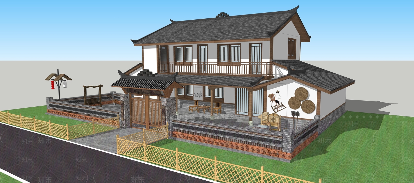 中式乡村民房SU模型下载【ID:1111674589】