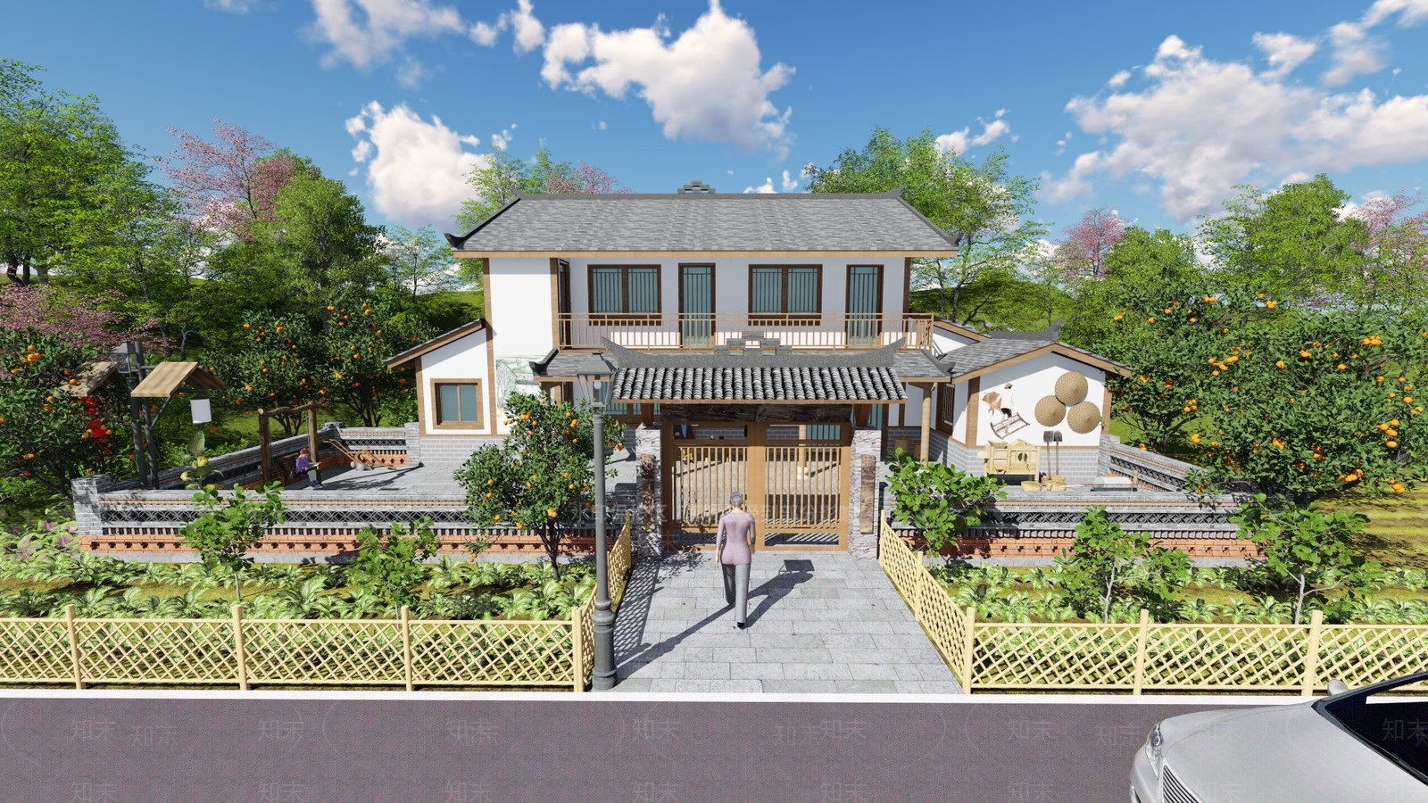 中式乡村民房SU模型下载【ID:1111674589】