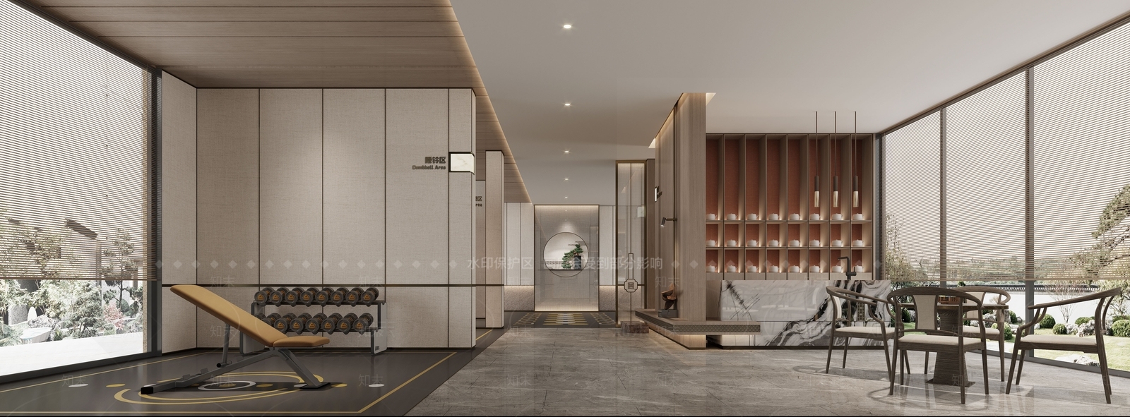 新中式健身会所3D模型下载【ID:1111674644】