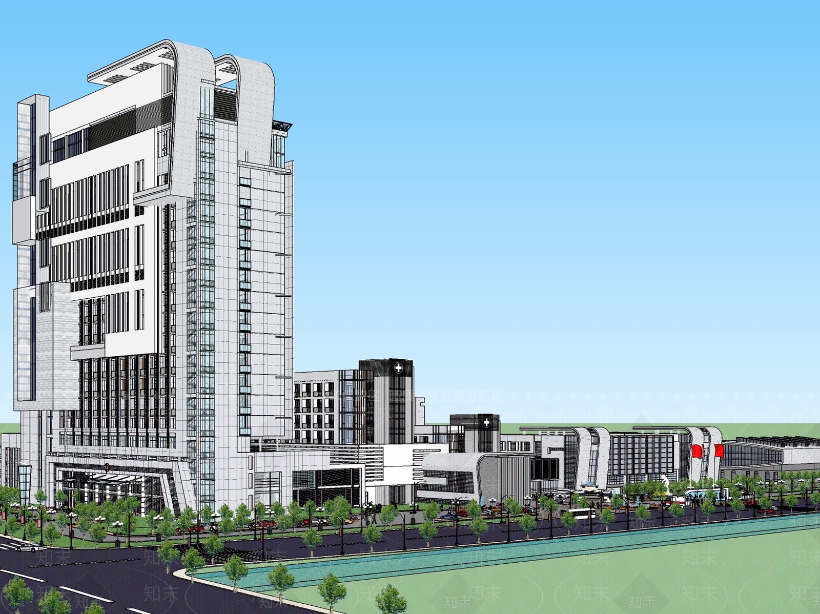现代医疗建筑SU模型下载【ID:1111676347】