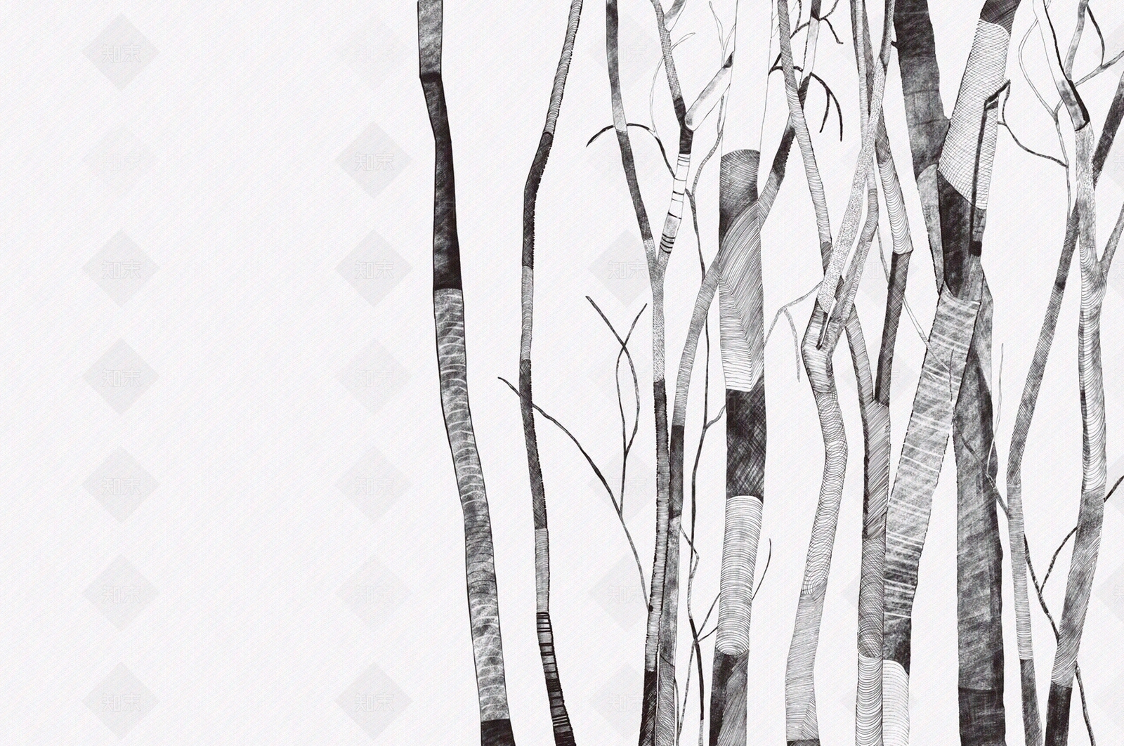 手绘树干树枝壁画贴图下载【ID:1111681067】