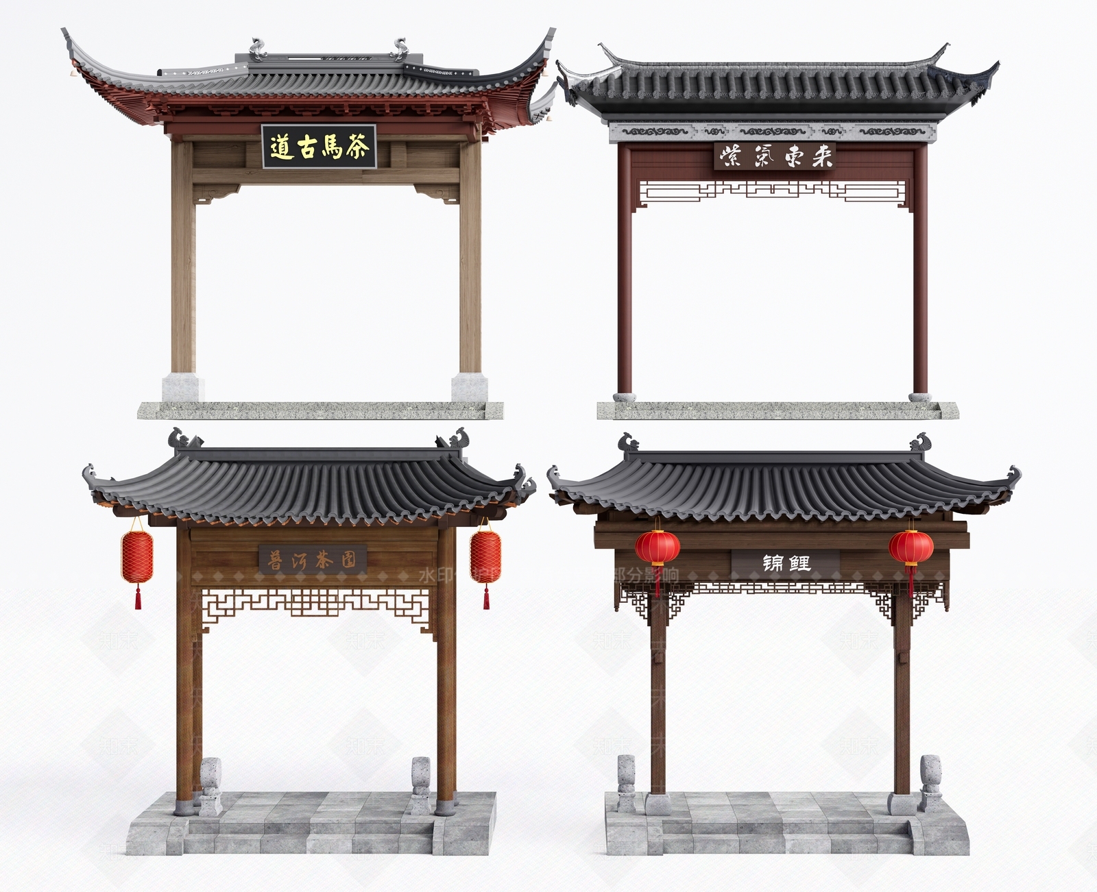 中式屋檐门头3D模型下载【ID:1111689678】