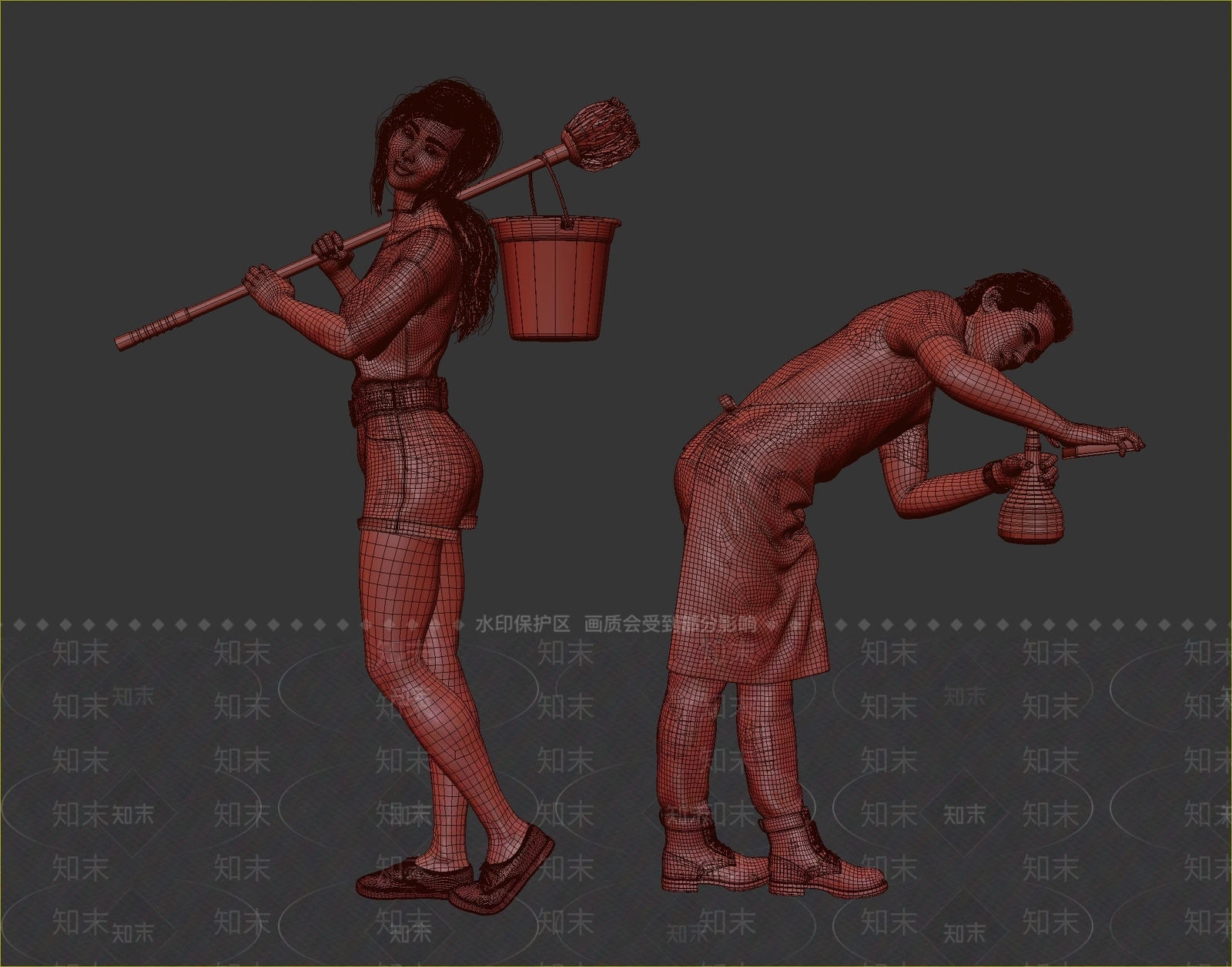 现代服务员3D模型下载【ID:1111689897】