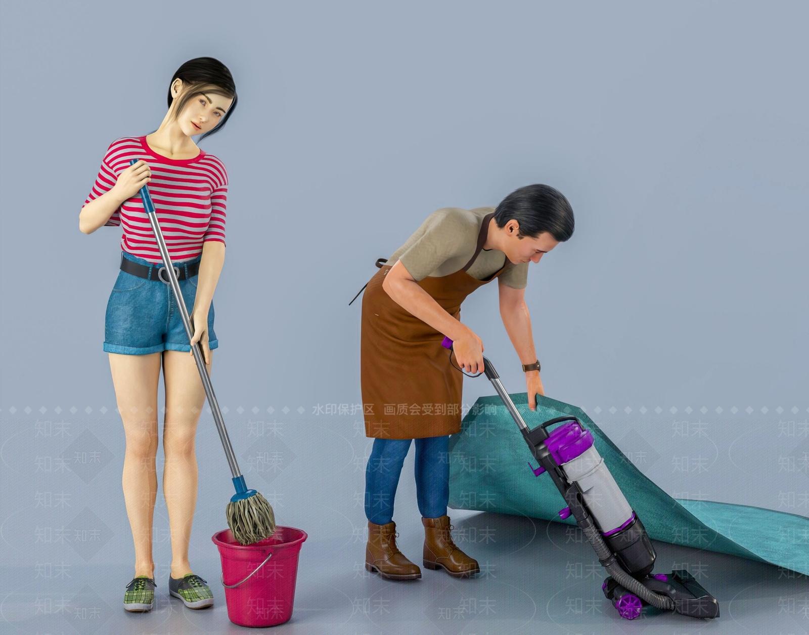 现代服务员3D模型下载【ID:1111690232】
