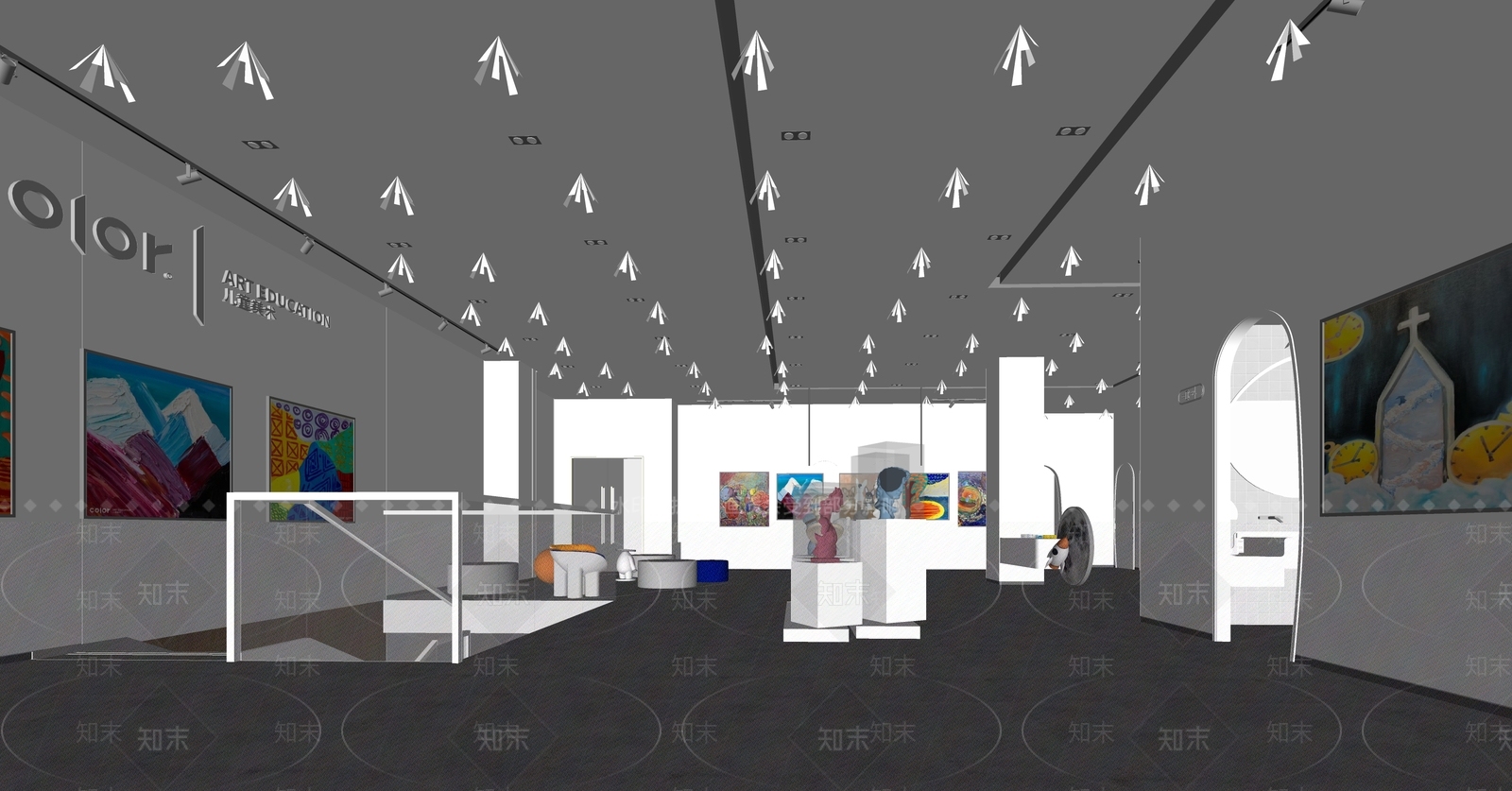 现代画展SU模型下载【ID:1111693561】