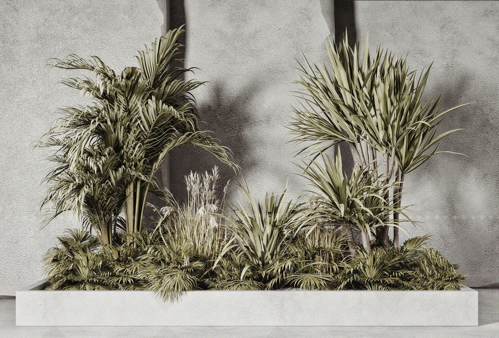 现代植物堆3D模型下载【ID:1111693546】