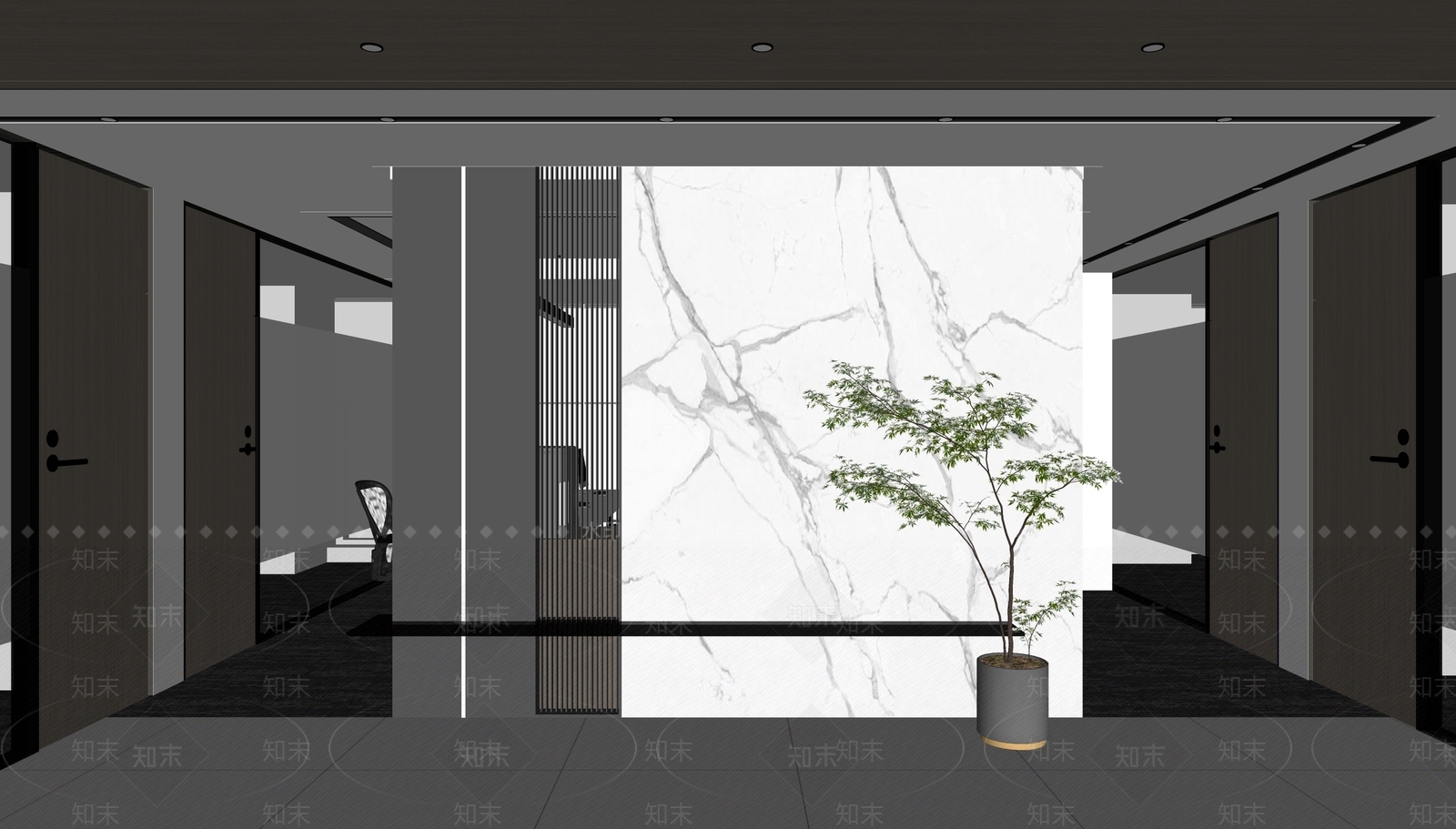 现代公司过道SU模型下载【ID:1111696304】
