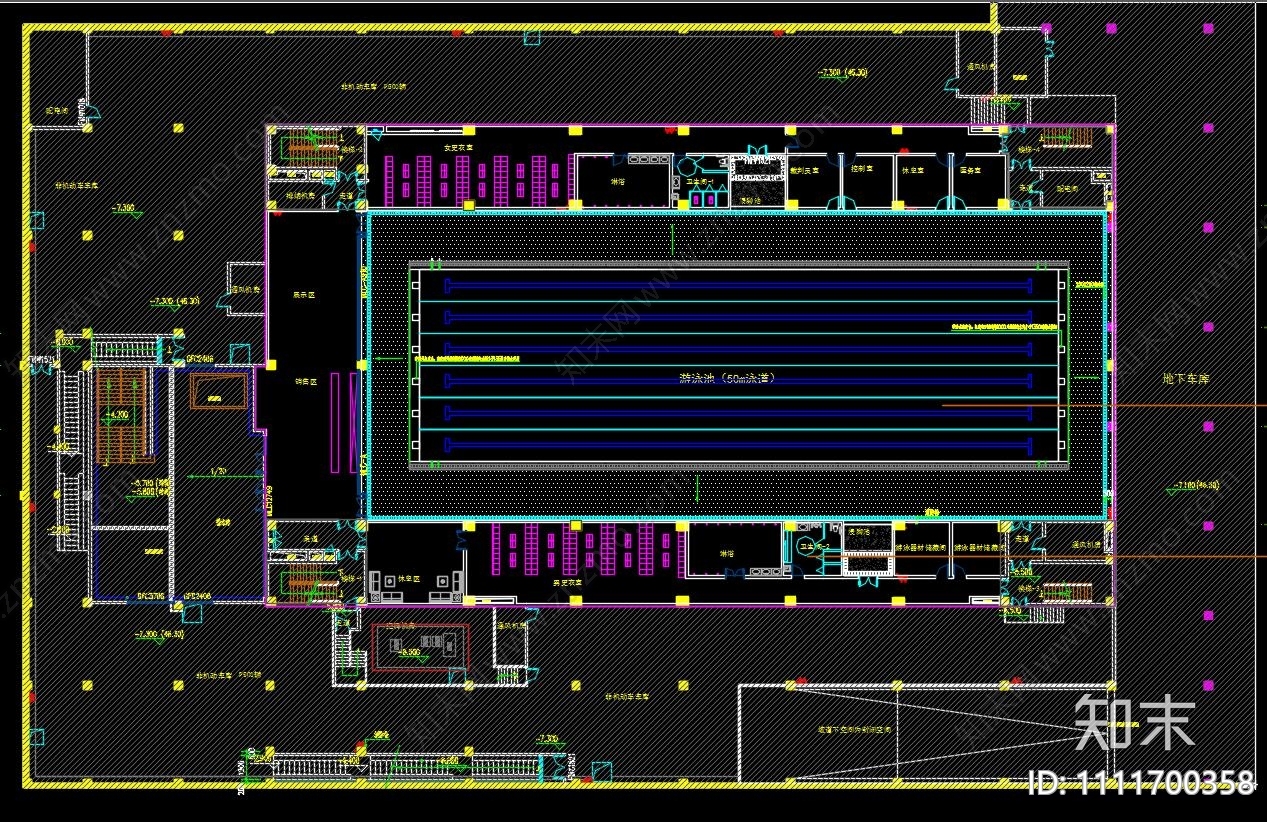 室内游泳馆cad施工图下载【ID:1111700358】