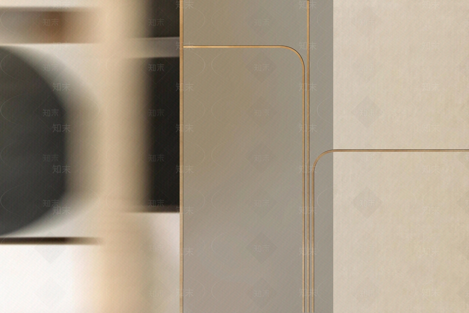 香槟色轻奢几何拼接壁画硬包贴图下载【ID:1111700018】