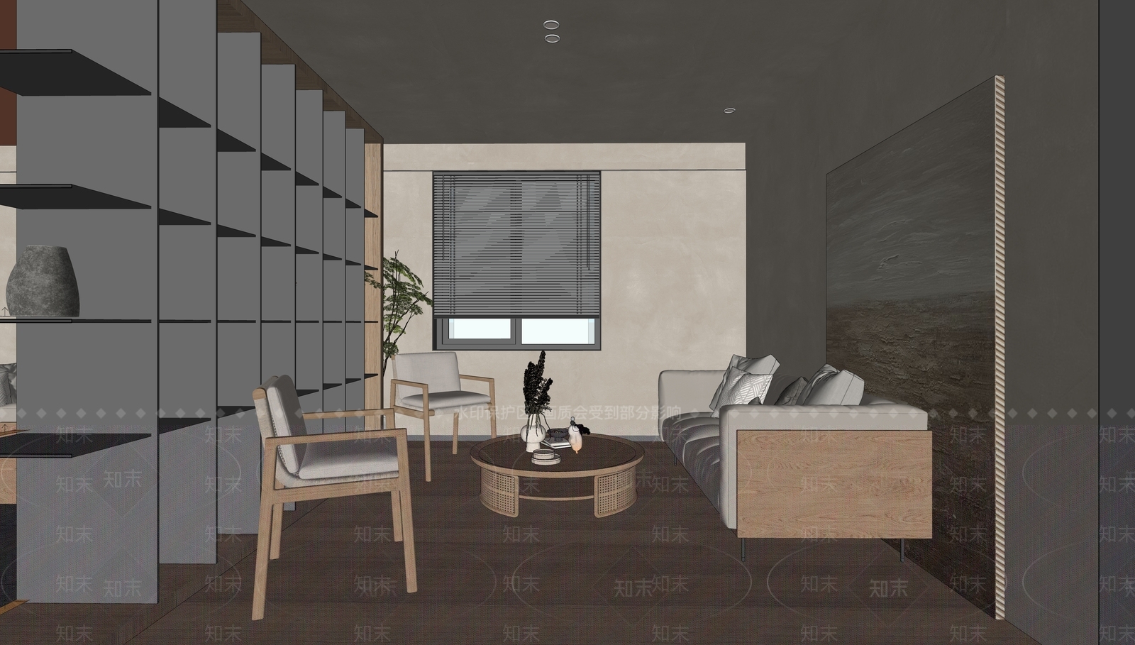 侘寂休息区SU模型下载【ID:1111704050】