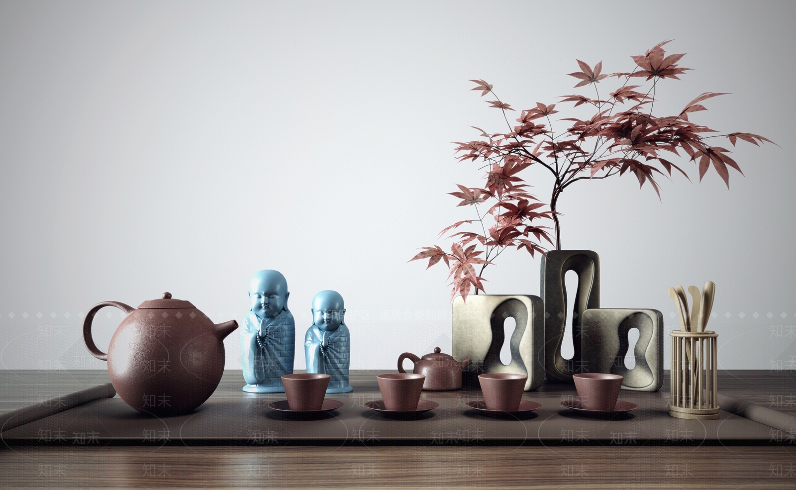 新中式茶具SU模型下载【ID:1111703990】