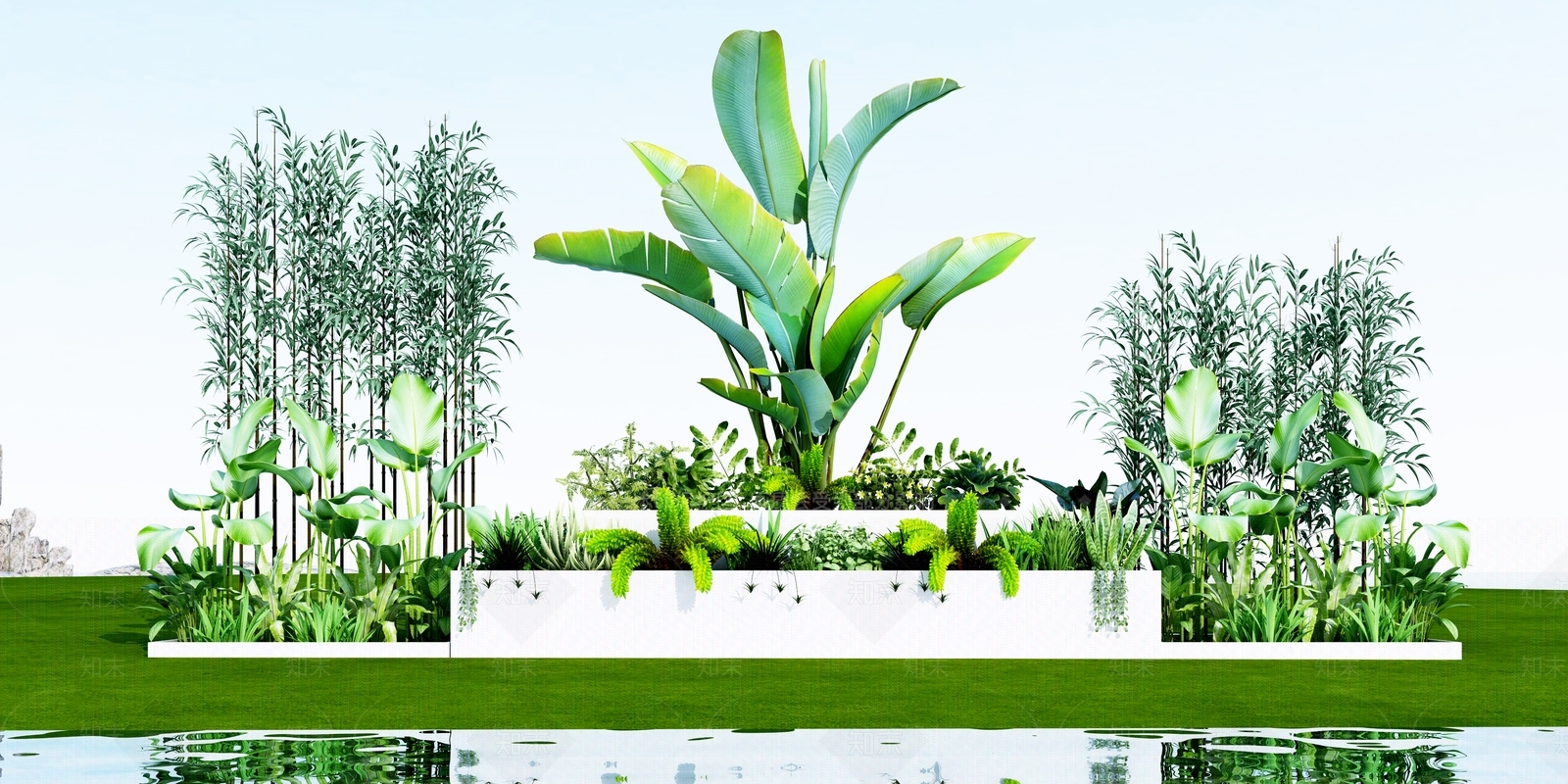 现代植物堆3D模型下载【ID:1111704905】