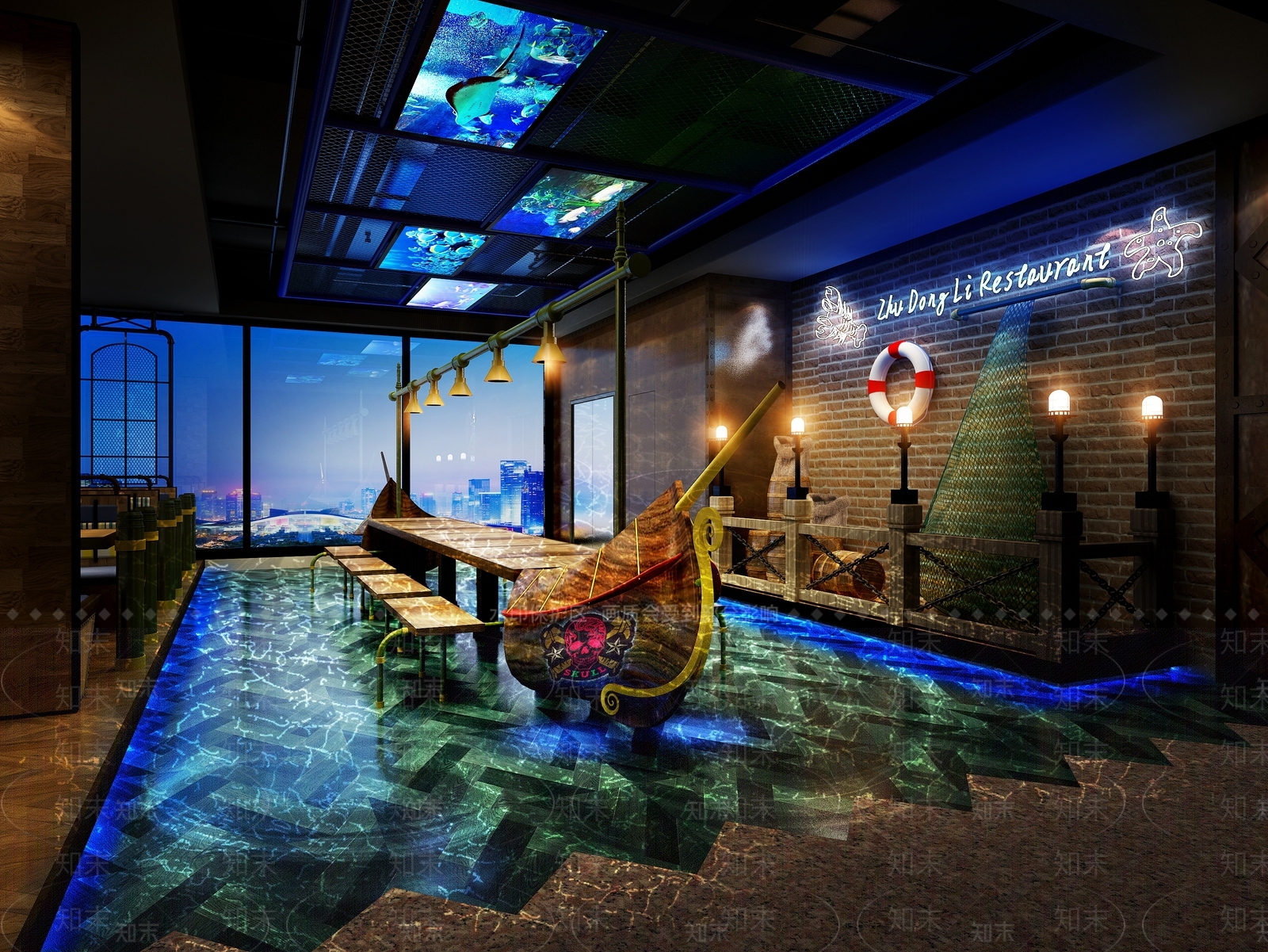 工业风自助餐厅3D模型下载【ID:1111707530】
