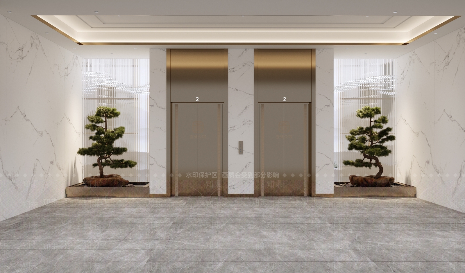 新中式电梯间3D模型下载【ID:1111708763】
