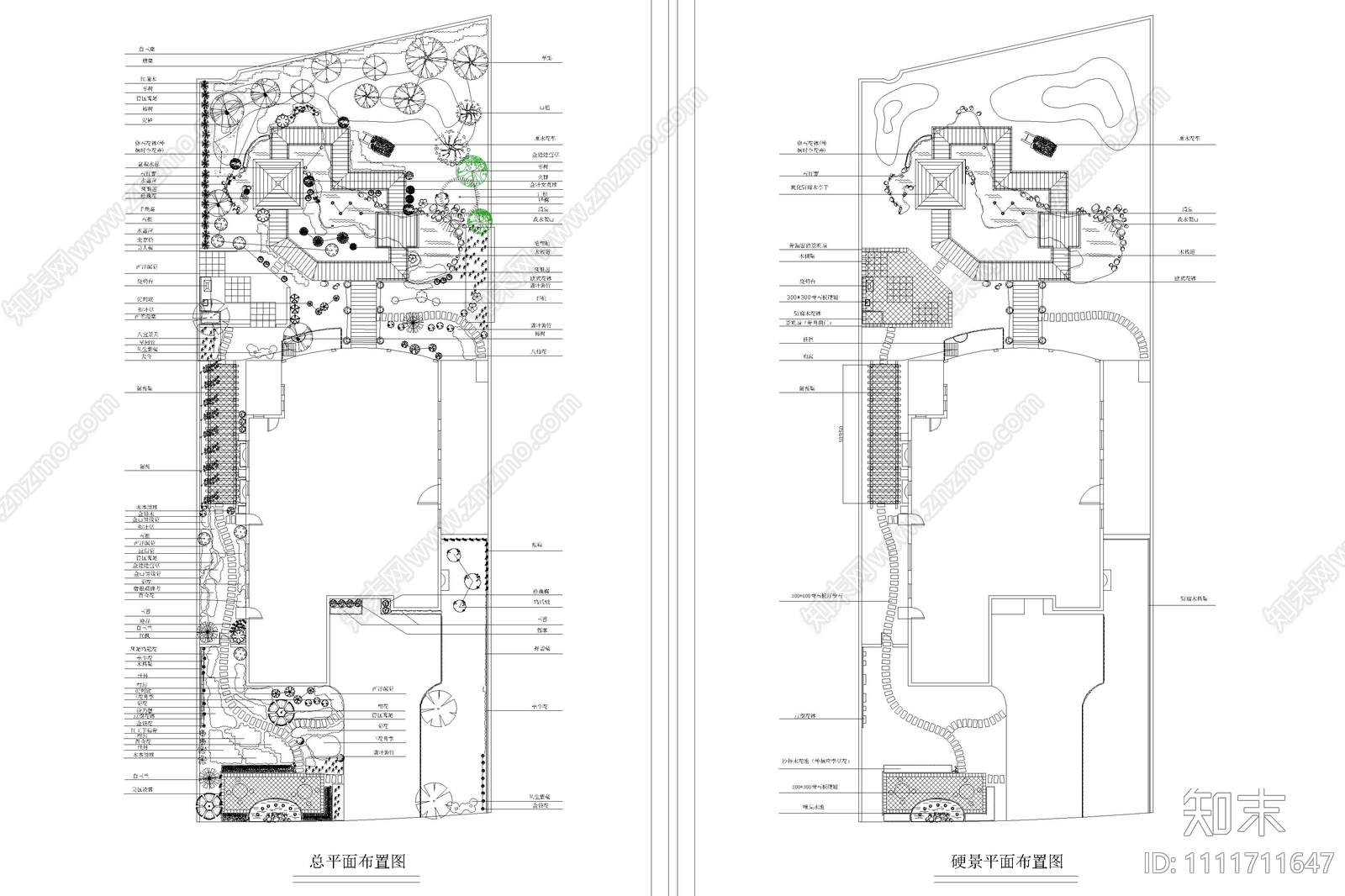 别墅庭院景观设计平面cad施工图下载【ID:1111711647】