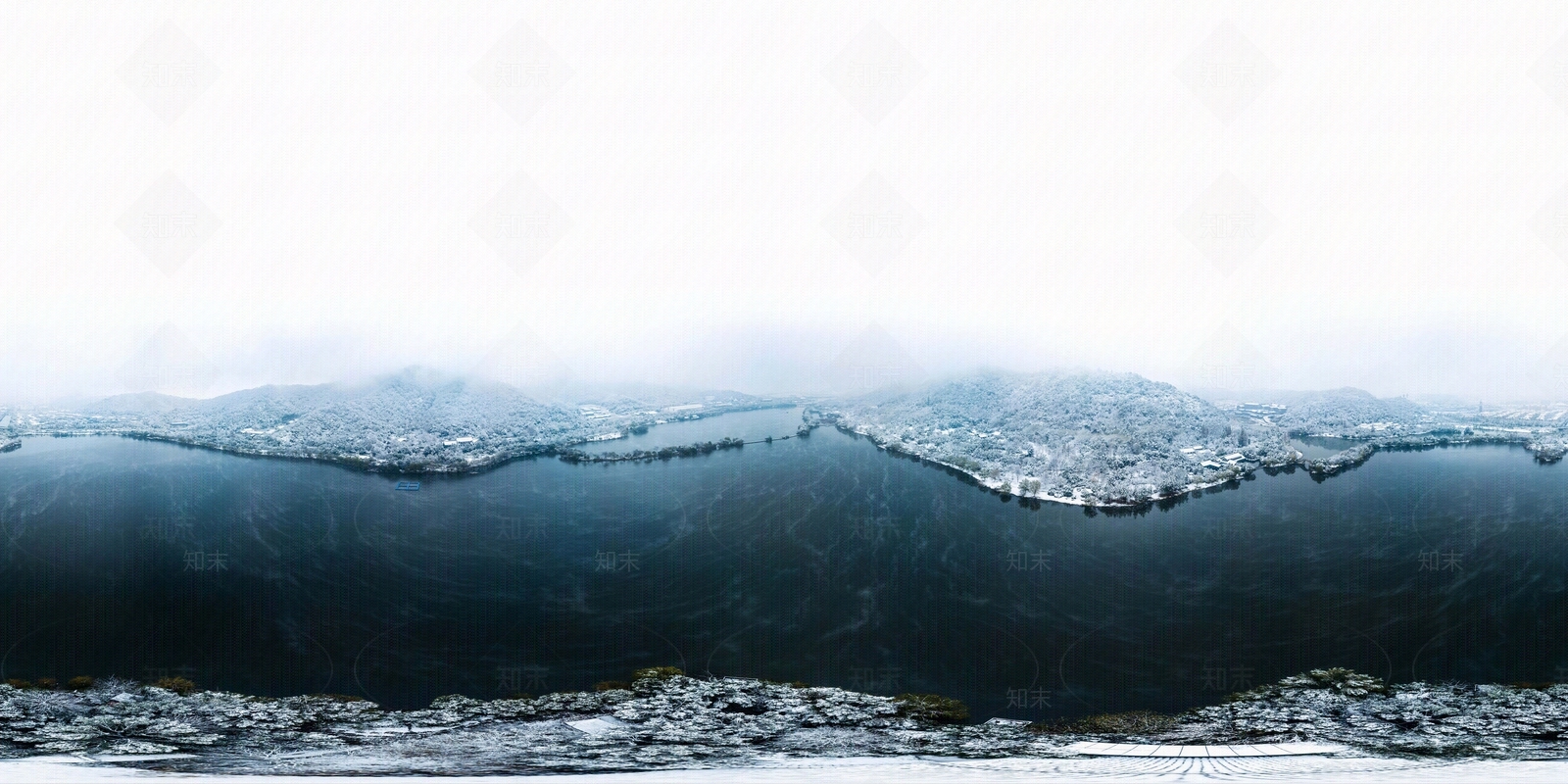 HDR西湖冬季雪景贴图下载【ID:1111911117】