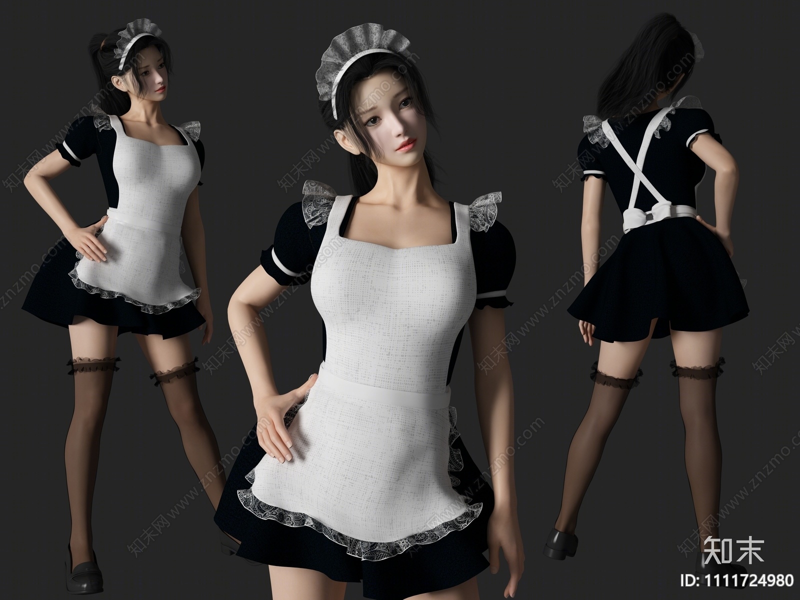 现代女仆服务员3D模型下载【ID:1111724980】