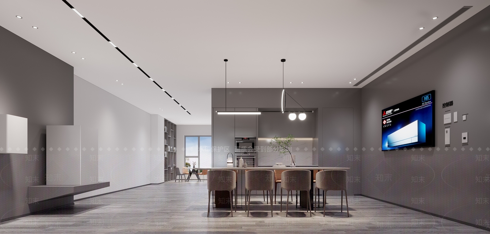 现代三菱空调专卖店3D模型下载【ID:1111725434】