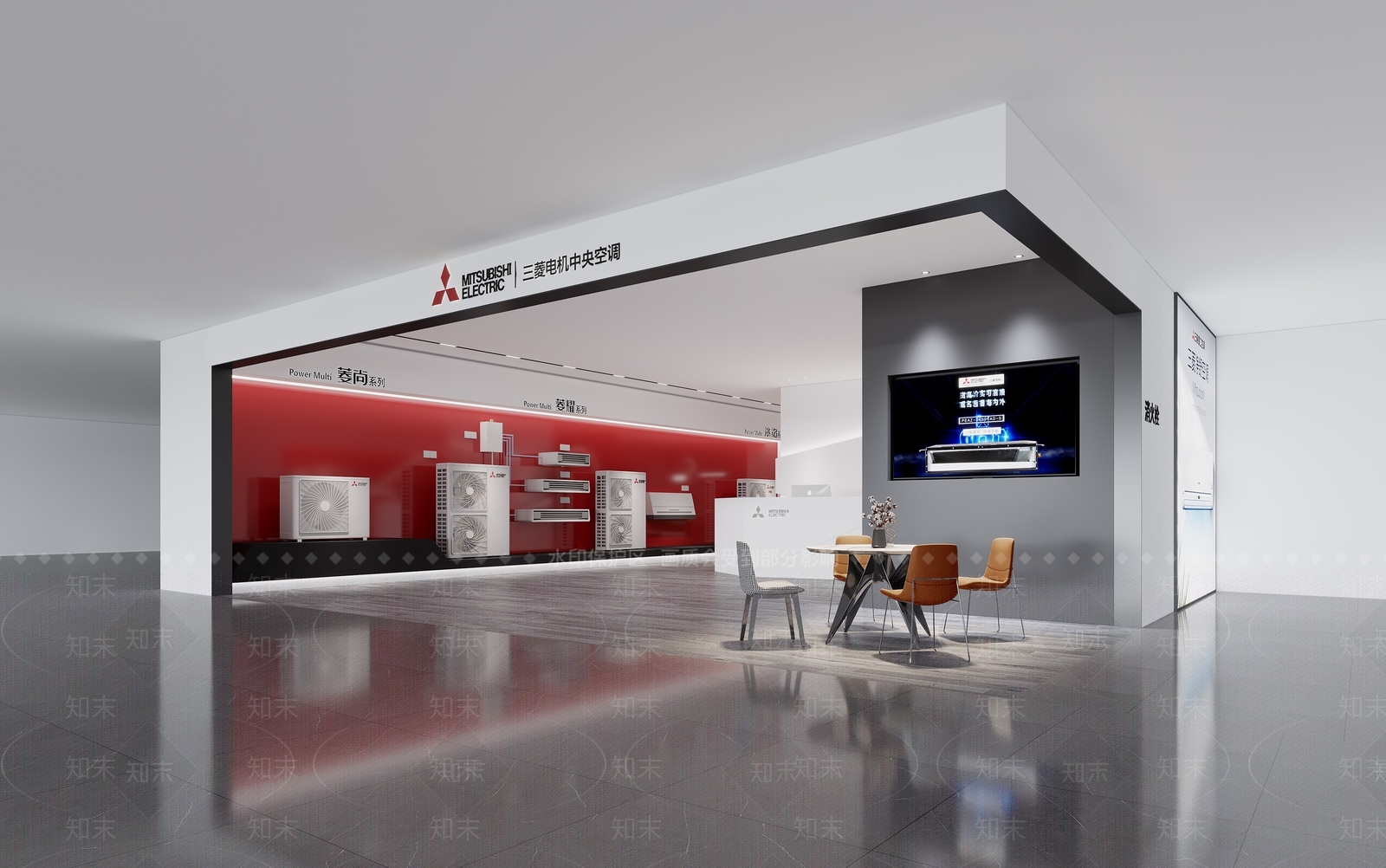 现代三菱空调专卖店3D模型下载【ID:1111725434】