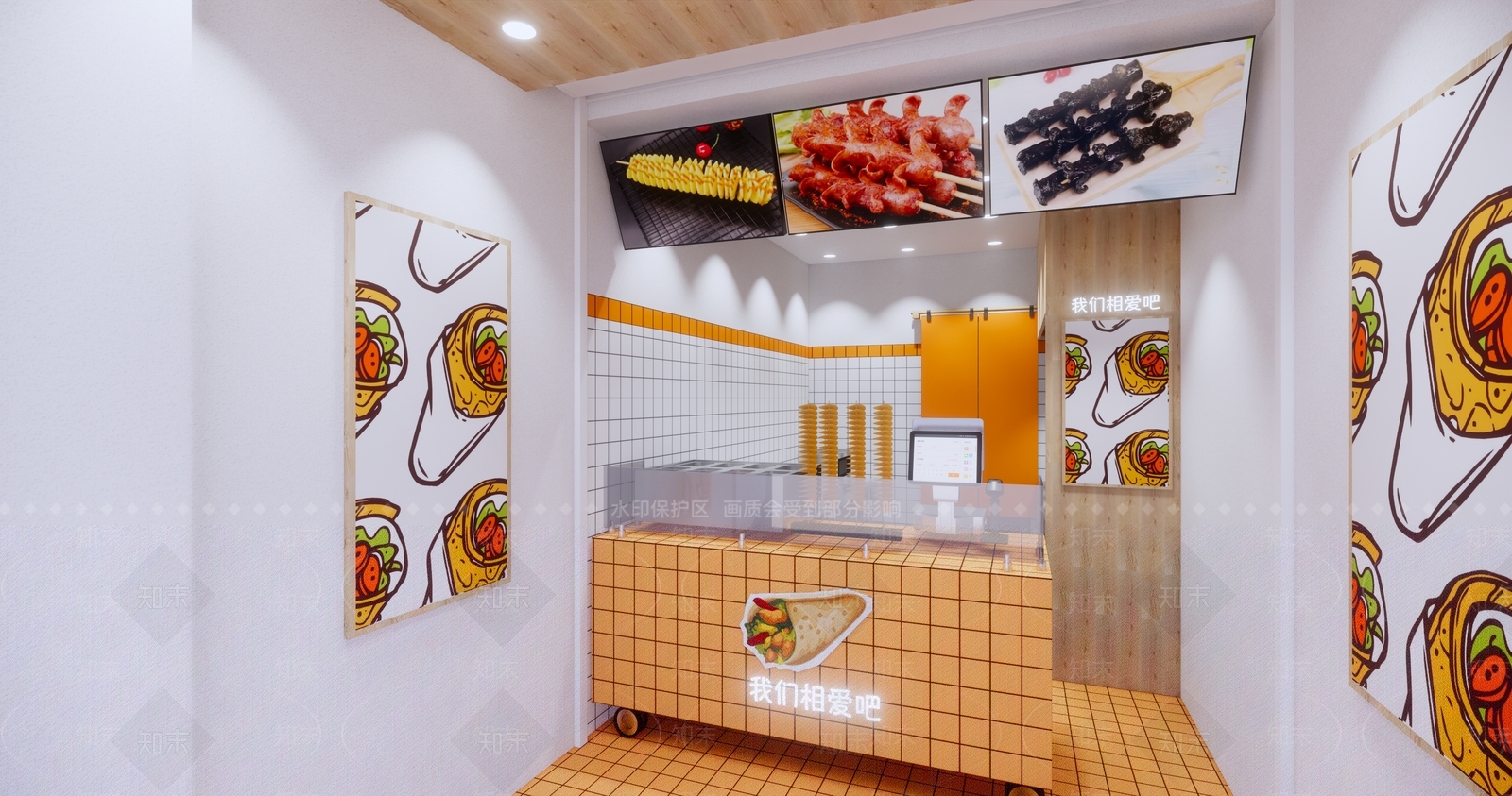 现代快餐店SU模型下载【ID:1111738851】