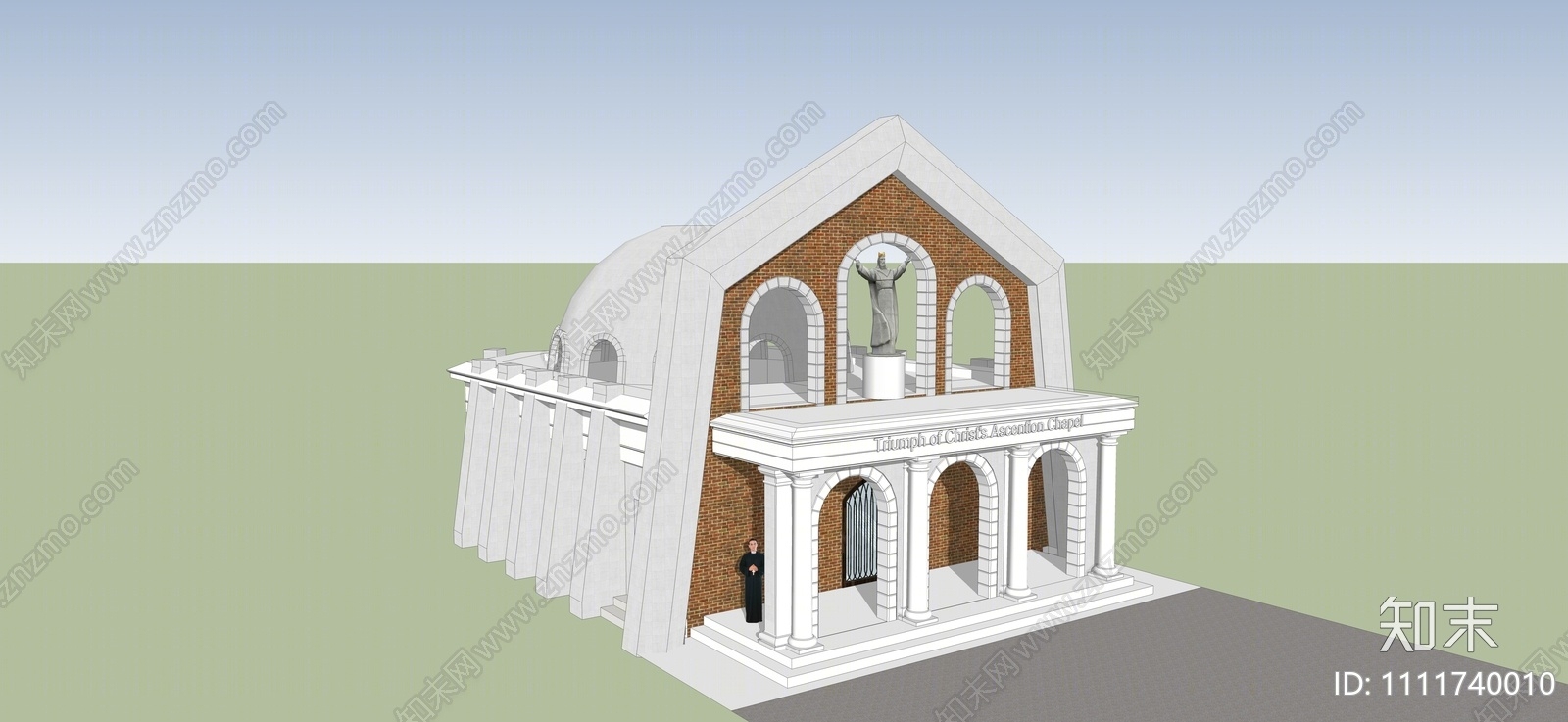 欧式教堂建筑SU模型下载【ID:1111740010】