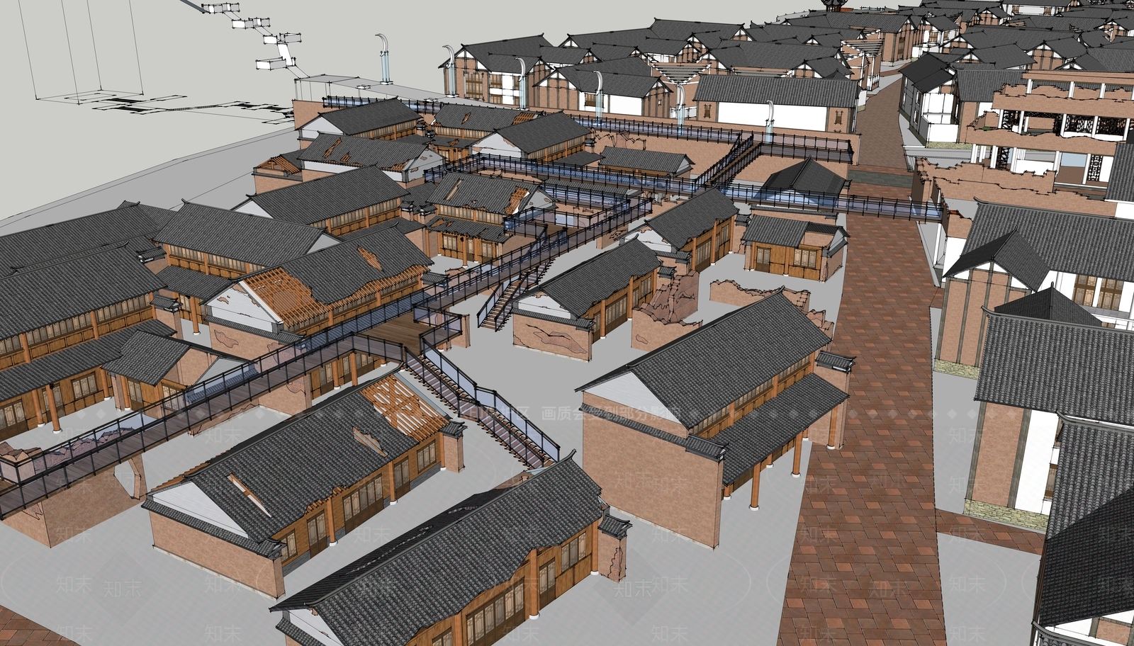 中式古建筑SU模型下载【ID:1111742075】