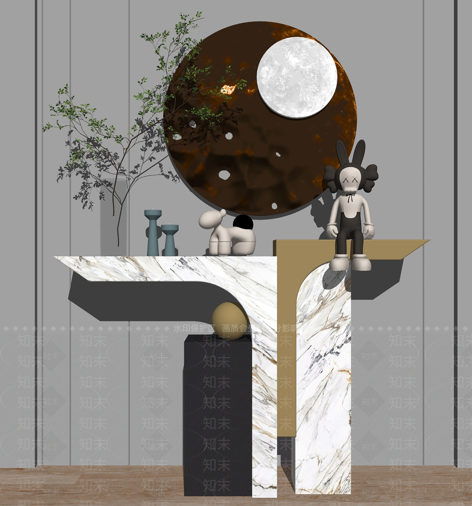 现代端景条案SU模型下载【ID:1111742472】