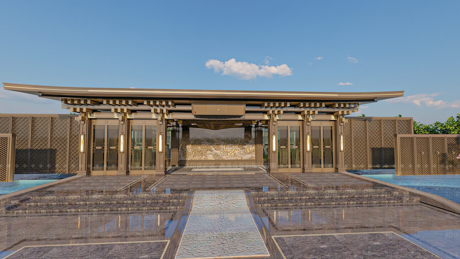 中式古典园林入口大门SU模型下载【ID:1112182795】