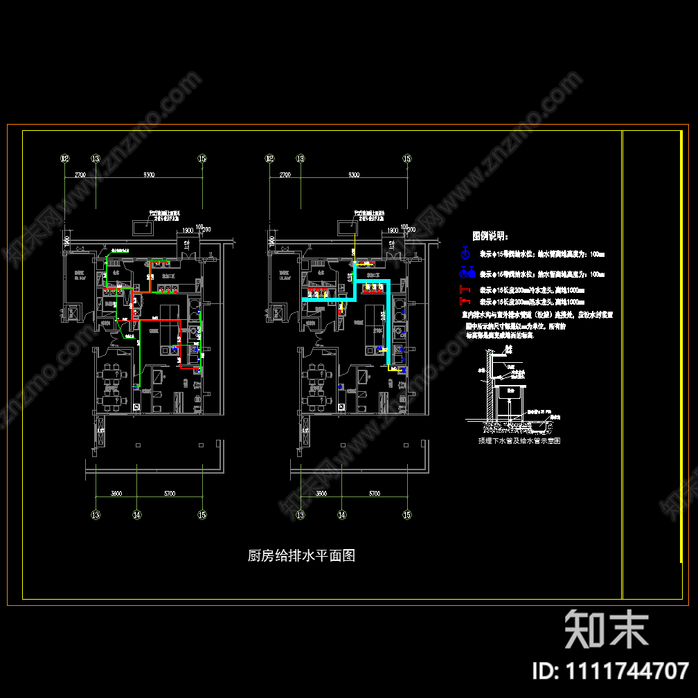 厕所装修制图cad施工图下载【ID:1111744707】