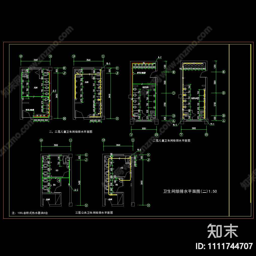 厕所装修制图施工图下载【ID:1111744707】