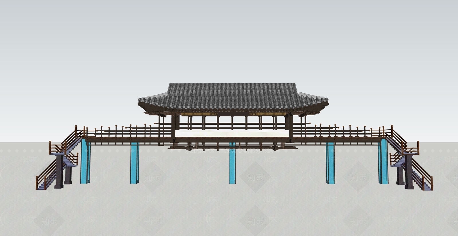 新中式天桥SU模型下载【ID:1111750961】